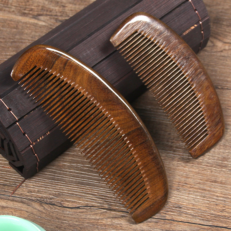 Wooden Comb Large Black Gold Sandalwood Comb Electrostatic Massage Hair Loss Anti-Wide Teeth Household Straight Hair Curly Hair Portable Comb Engraving