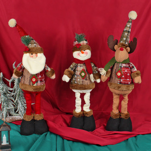 Hong Kong Love Cross-border Christmas Retractable Doll Window Ornaments Santa Claus Snowman Standing Doll Holiday Decorations