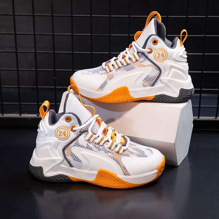 Children's Basketball Shoes 2024 Spring and Autumn New Korean Style Boys Middle sneaker Non-slip Middle and Big Boys Running Shoes