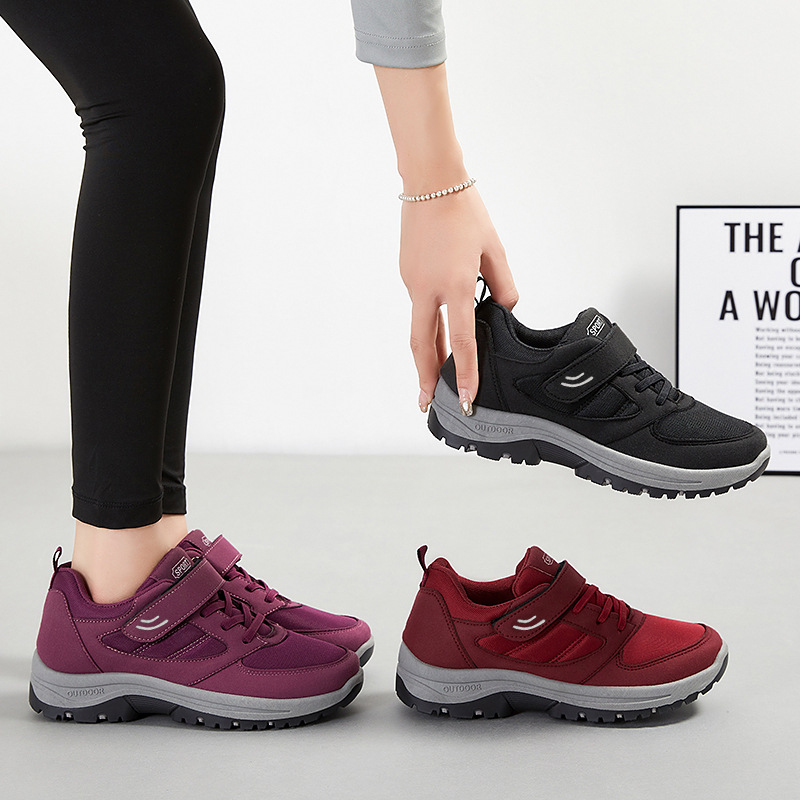Walking shoes spring new middle-aged and elderly mother shoes Velcro sneaker wholesale climbing bottom sneaker women