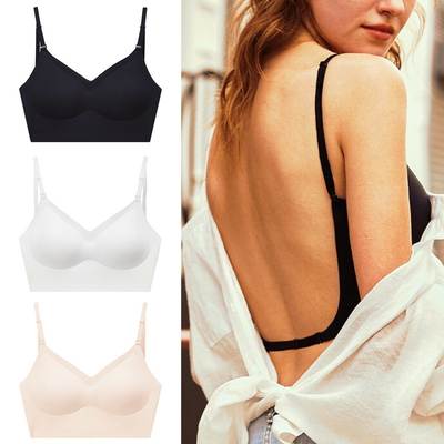 French seamless underwear sexy big backless women's thin U-shaped beauty back halter invisible multi-wear comfortable bra