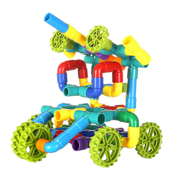 Children's Pipe Building Blocks Toys Assembled Puzzle Plastic Water Pipe Baby 3-year-old Kindergarten Interactive Diy Toys