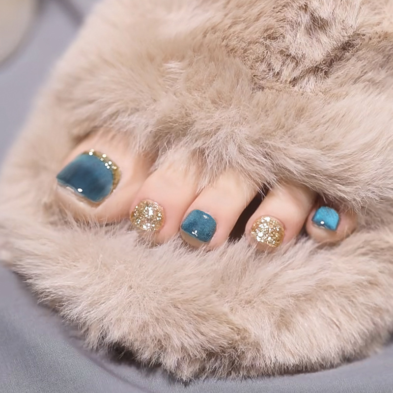 Wearing nail toenails handmade cat's eye golden French jumping pieces high quality nail pieces spot finished wholesale nail pieces
