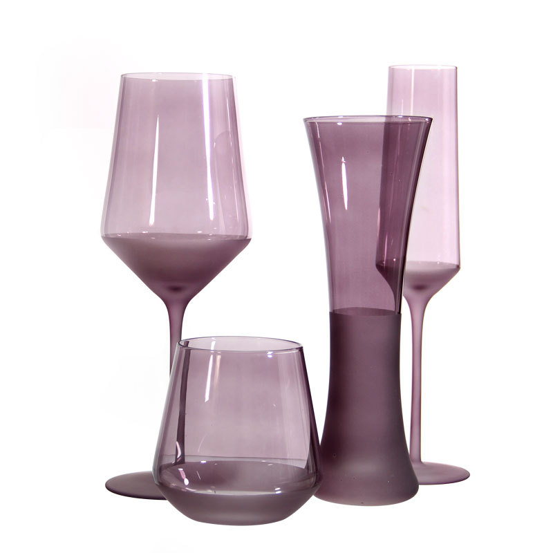 High-end crystal wine glass high-looking light luxury wine set suit ins style purple simple glass goblet