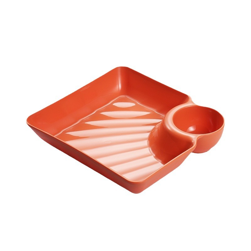 Japanese Dumpling Plate with Vinegar Dish Dumpling Plate Dinner Plate Household Creative Square Dim Dumpling Plate Dip Dip Plate