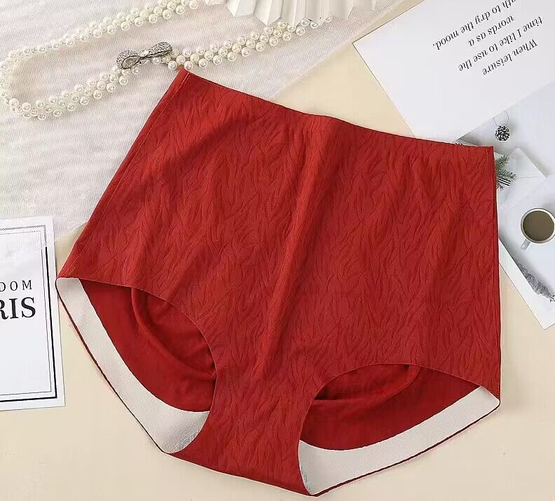 Underwear Women's 3D Peach Hip Pure Cotton Antibacterial Bottom Breathable Underwear No-Mark Naked High Waist Hip-lifting Belly-closing Pattern Pants