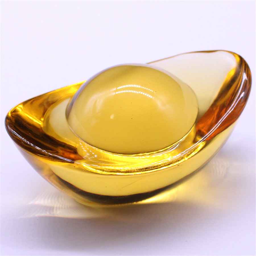Glass ingot gold ingot yellow artificial glass crystal decoration living room desktop ornaments rice jar cornucopia decoration