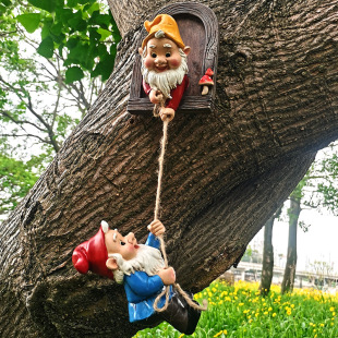 Garden dwarf dwarf climbing rope resin crafts decoration garden independent station cross-border tree face