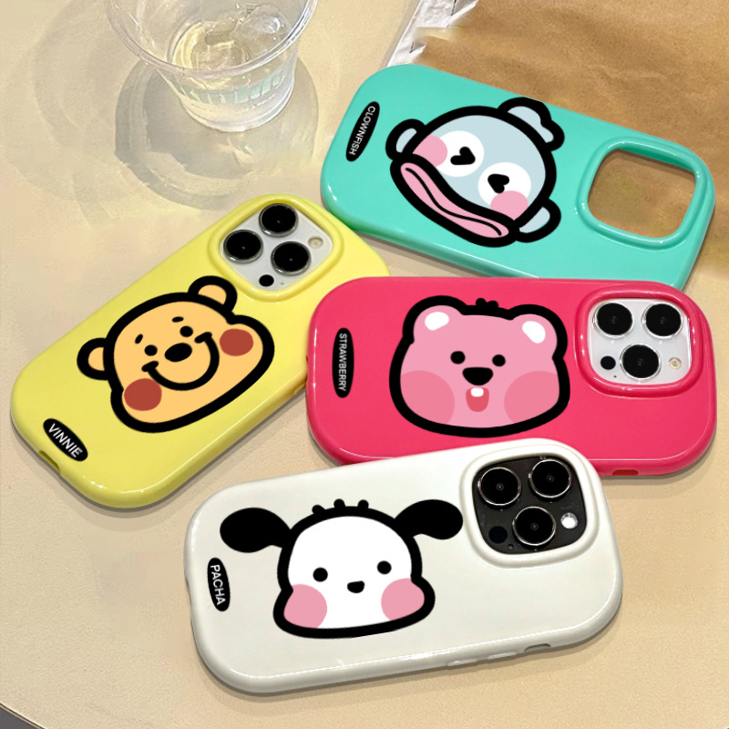 卡通四隻動物頭像適用蘋果15手機殼iPhone14promax創意13/12軟11