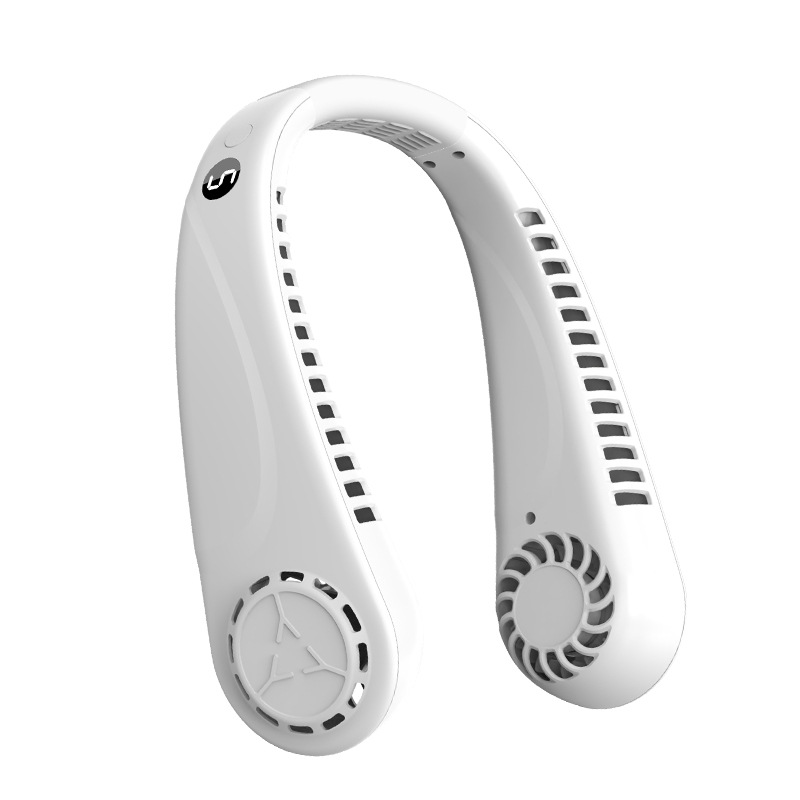 New USB Charging Digital Display Outdoor Cross-border Explosions 2023 Leadless Neck Hanging Portable Lazy Neck Hanging Fan