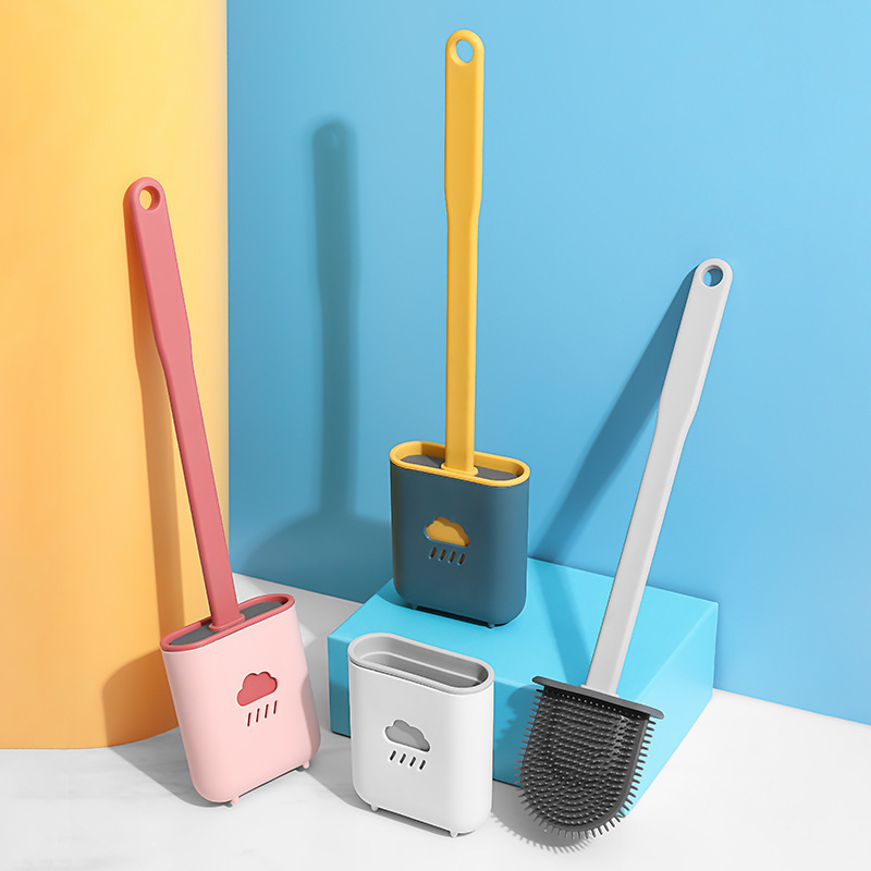Toilet Wall-mounted Cloud Toilet Brush Decontamination Silicone Toilet Brush No Dead Angle Toilet Soft Rubber Brush