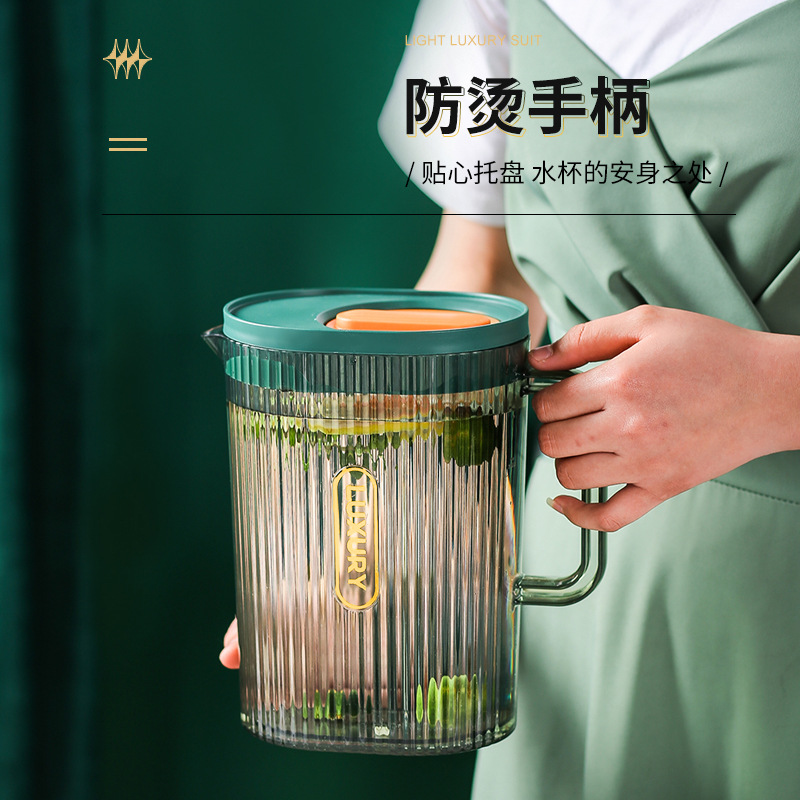 High color value AS high temperature resistant cold water bottle light luxury juice pot household cold water bottle with lid cold white open water Cup suit