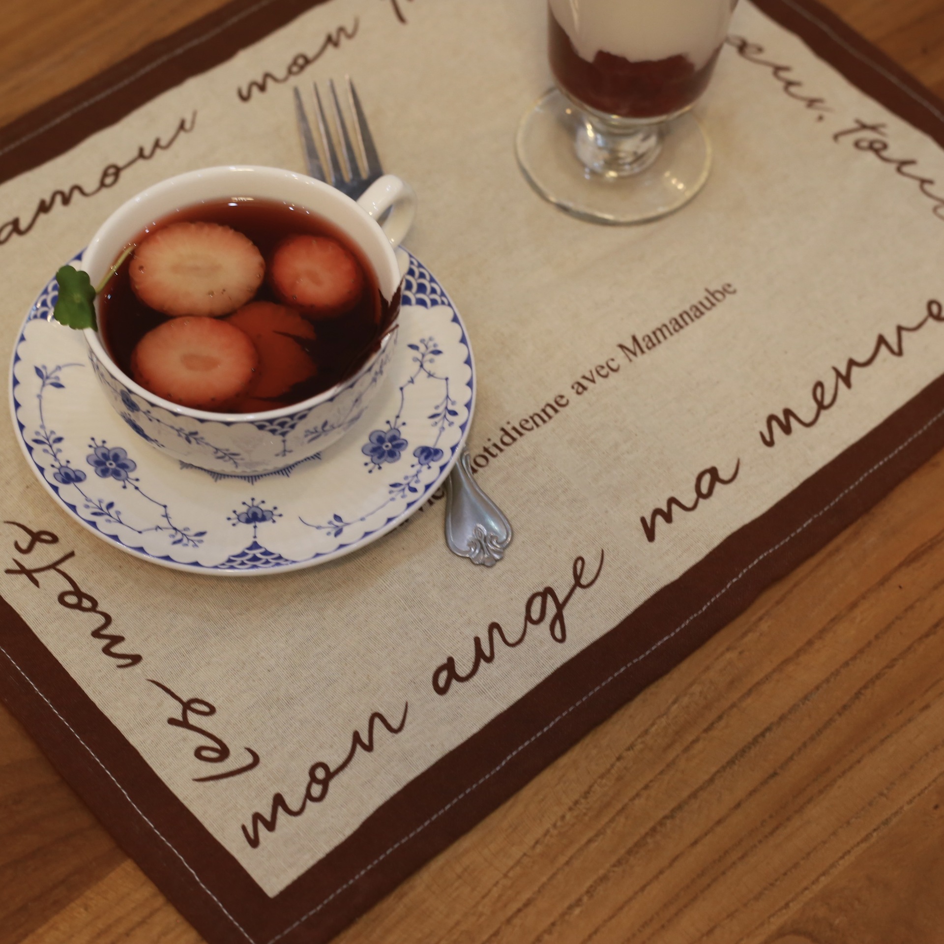 ins Korean Blogger Same Style Place Mat Linen English Letter Napkin Cloth Minimalist Retro Solid Color Table Decoration