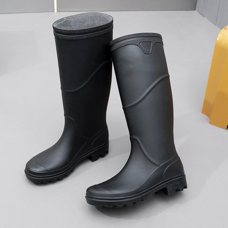 Men's Fashion Waterproof Shoes Construction Site High Rubber Boots Adult Rain Shoes Men's Middle Barrel Labor Protection Rain Boots PVC Cross-border Rubber Shoes