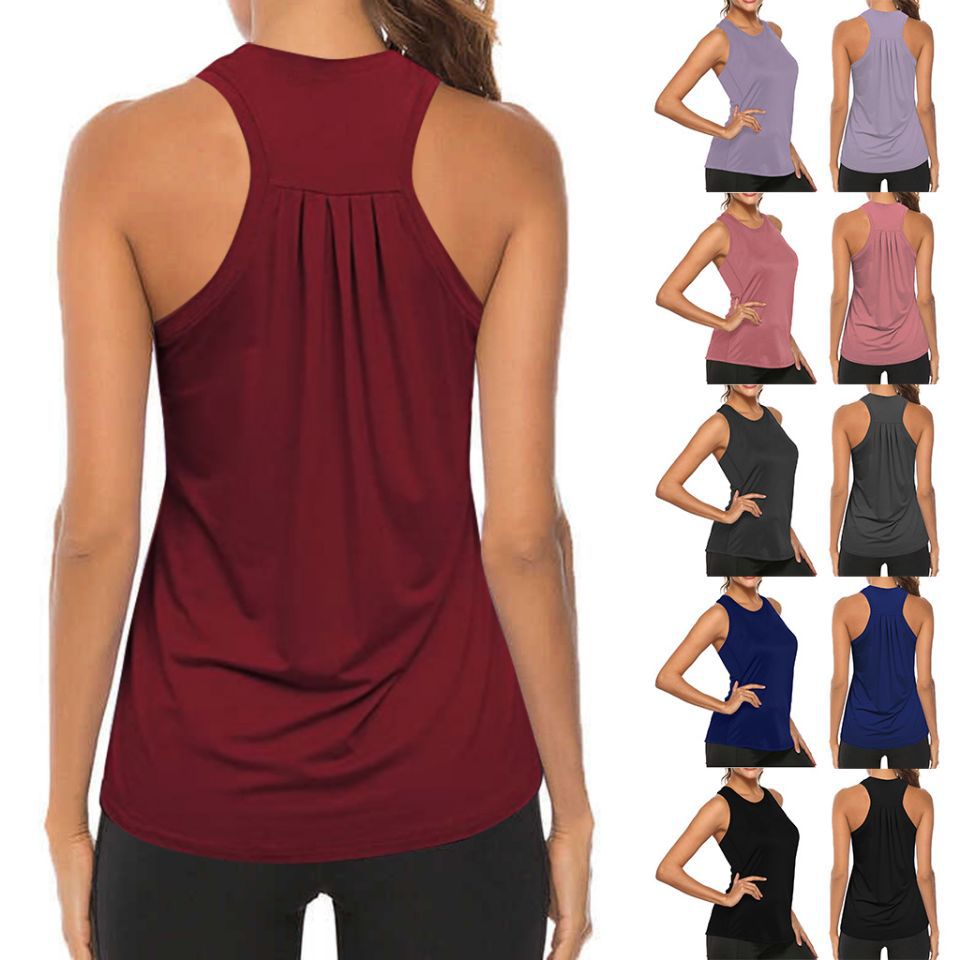 2023 Amazon summer new women's clothing European and American yoga sports vest women's fitness top sports T-shirt