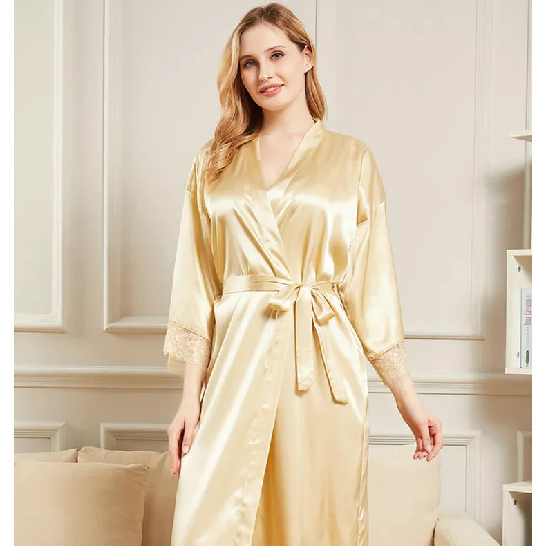Amazon Morning Gown Women's Long Lace Nightgown Home Clothes Bridal Morning Gown Satin Silk Stretch Silk Gown