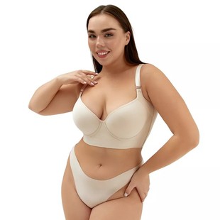 Cross-border plus size smooth seamless women gather up accessory breasts with steel ring bra deep V bra anti-sagging underwear factory