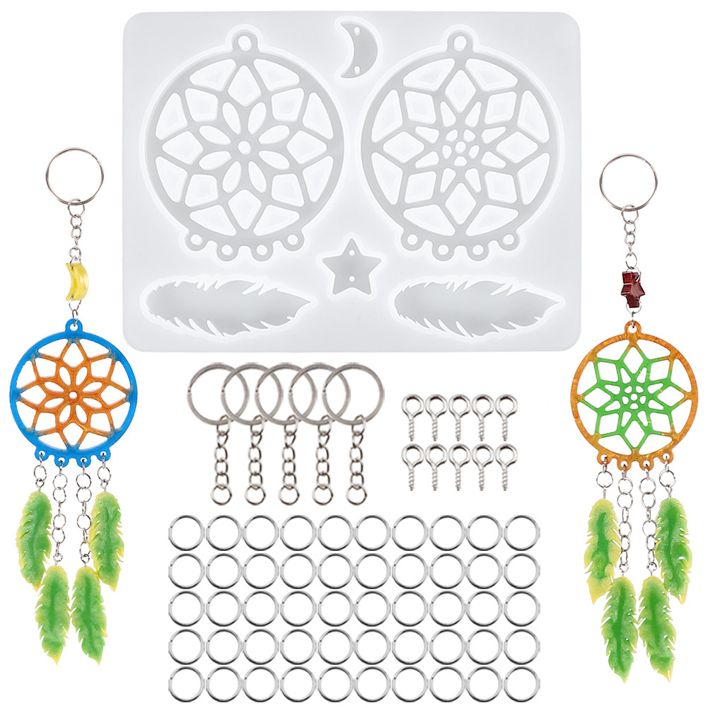 diy Crystal Glue Dropping Resin Mould Dream Catcher Wall Decoration Waist Tag Keychain Mirror Silicone Mould