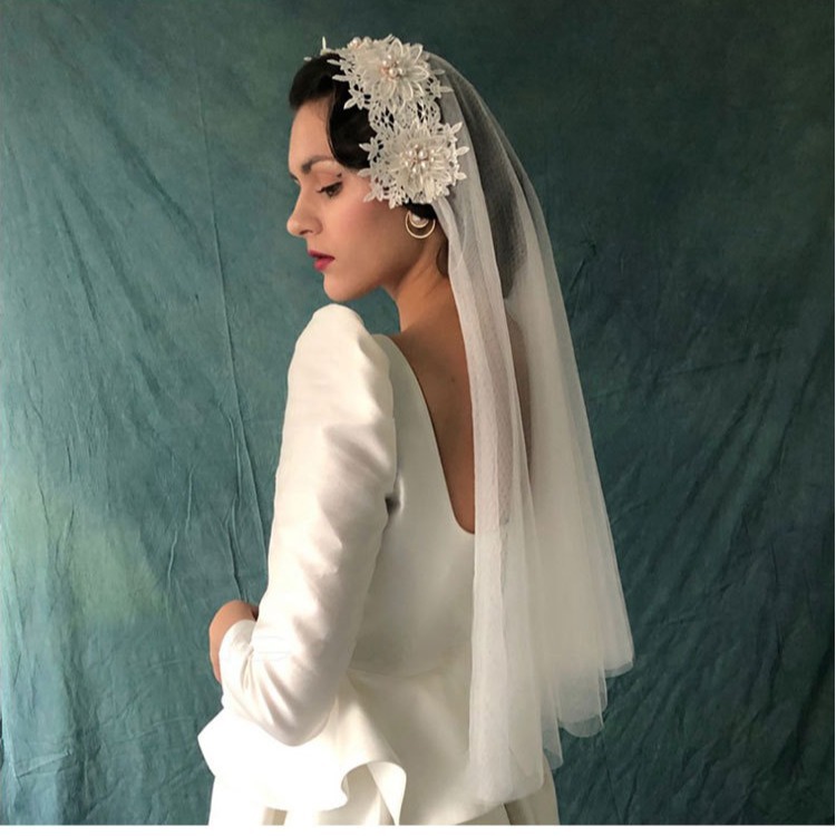 Vintage Hat-style Head Yarn Lace Diamond Pearl Small Clip Headdress Bridal Cheongsam Accessories 2019 New Women's Soft Yarn