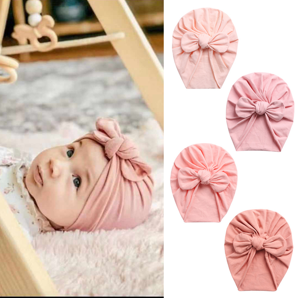 European and American New Arrival Bow Multicolor Pullover Cap Baby Spring Summer Autumn Rabbit Ear Tie Indian Cap Newborn Fetal Cap
