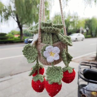 Amazon new car hanging ornaments handmade crochet hanging orchid potted wool pendant car creative rearview mirror pendant