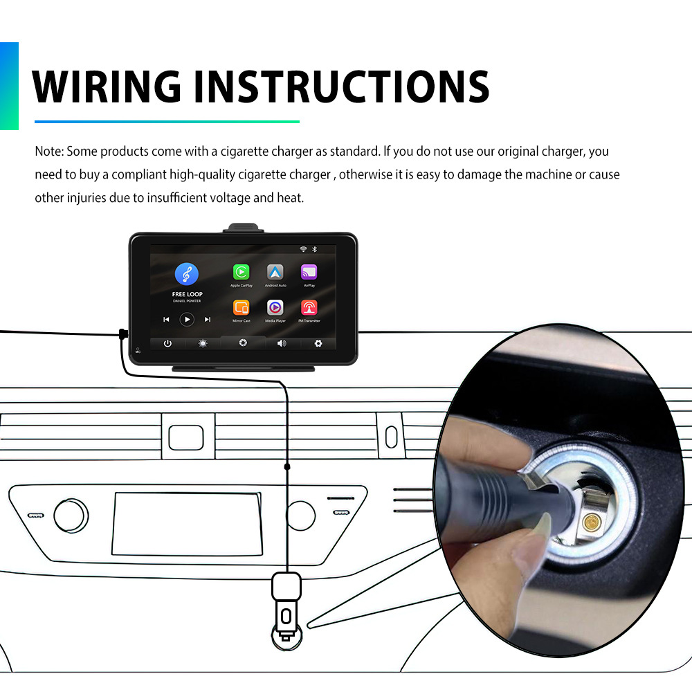 HD wired 7-inch smart screen with wireless Carplay + Android AUTO + Android screen with TF card function