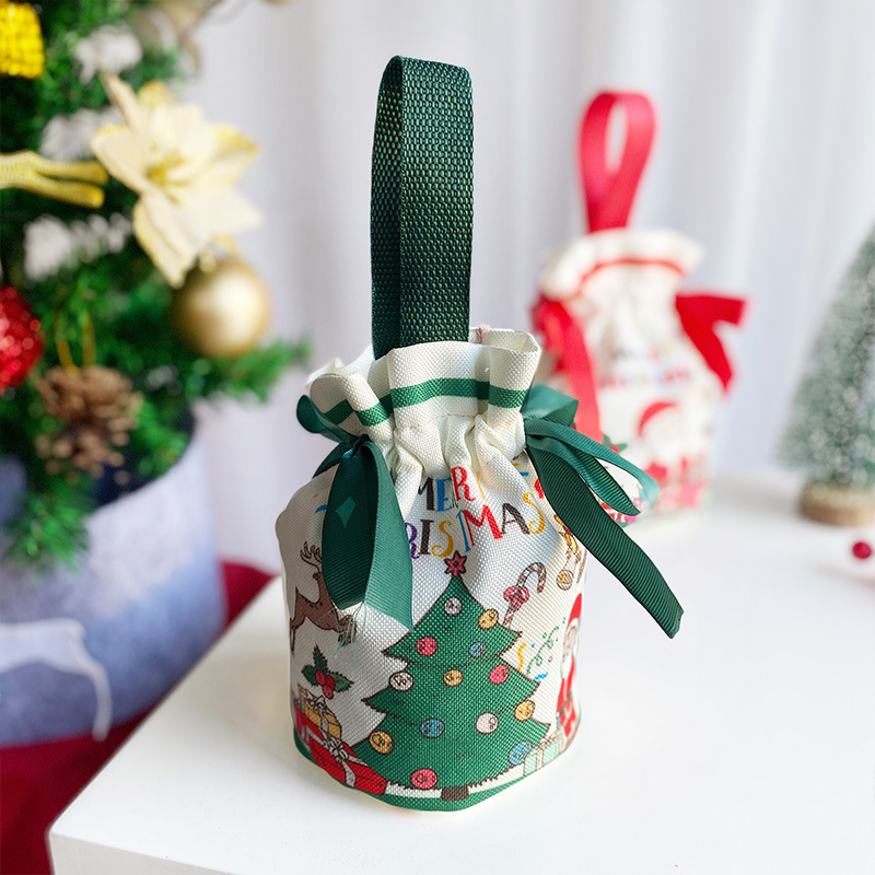 Portable Christmas storage bag canvas cute cloth bag gift bag wholesale holiday gift packaging Christmas Eve in stock
