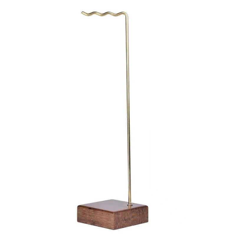Creative bamboo copper pen holder adult multi-functional simple brass pen holder solid wood base writing brush hanging simple modern