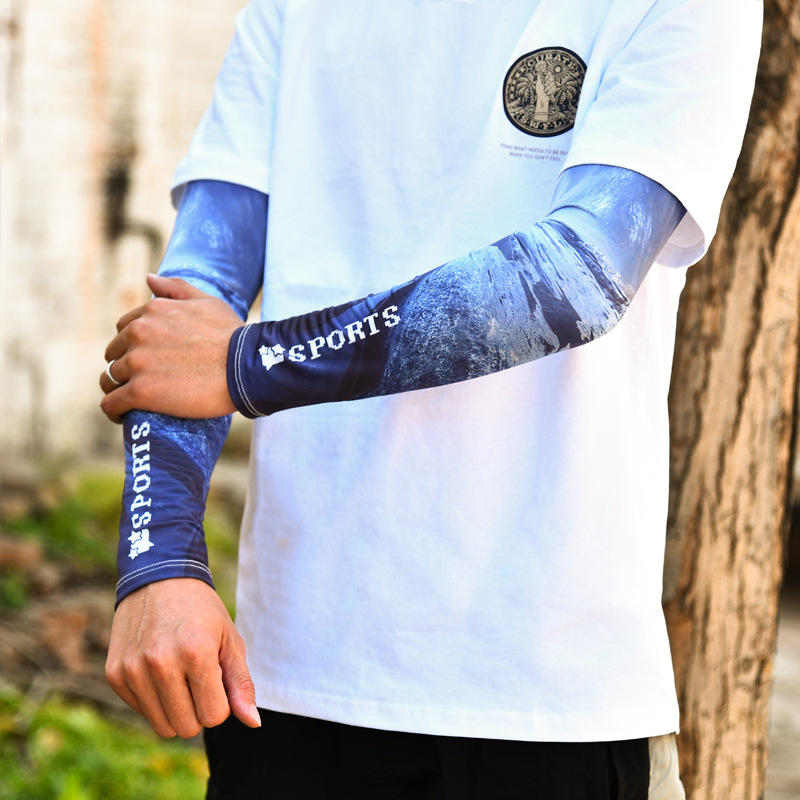 2023 Summer printed ice sleeve Ice Silk sunscreen sleeves wholesale men's fishing driving cycling sports UV protection