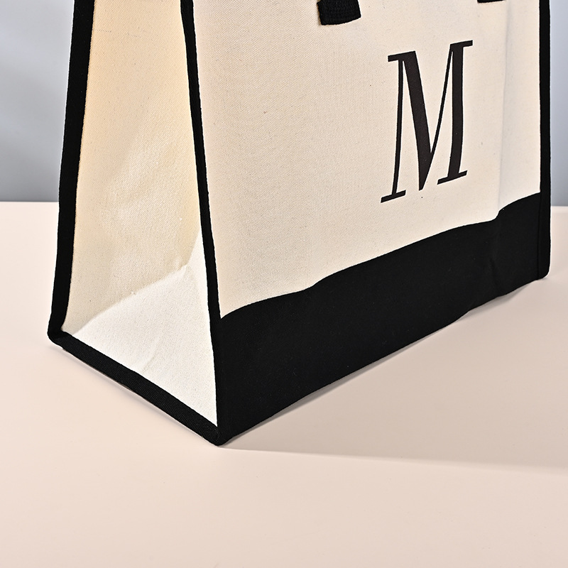 Cross-border exclusive coated canvas bag custom fashion advertising portable shopping bag custom large Amazon tote bag