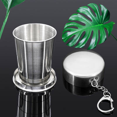 Stainless steel telescopic Cup outdoor folding cup small wine cup travel compression cup Key Ring Cup carry-on Cup LOGO