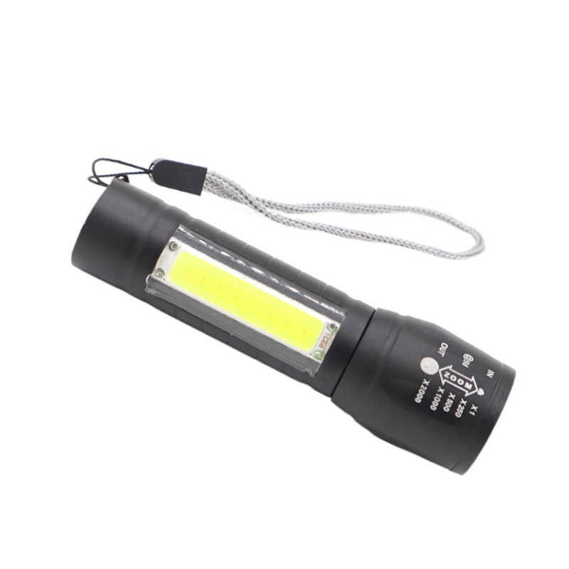 Small flashlight strong light USB charging super bright multi-function portable mini pocket household outdoor light zoom long-range