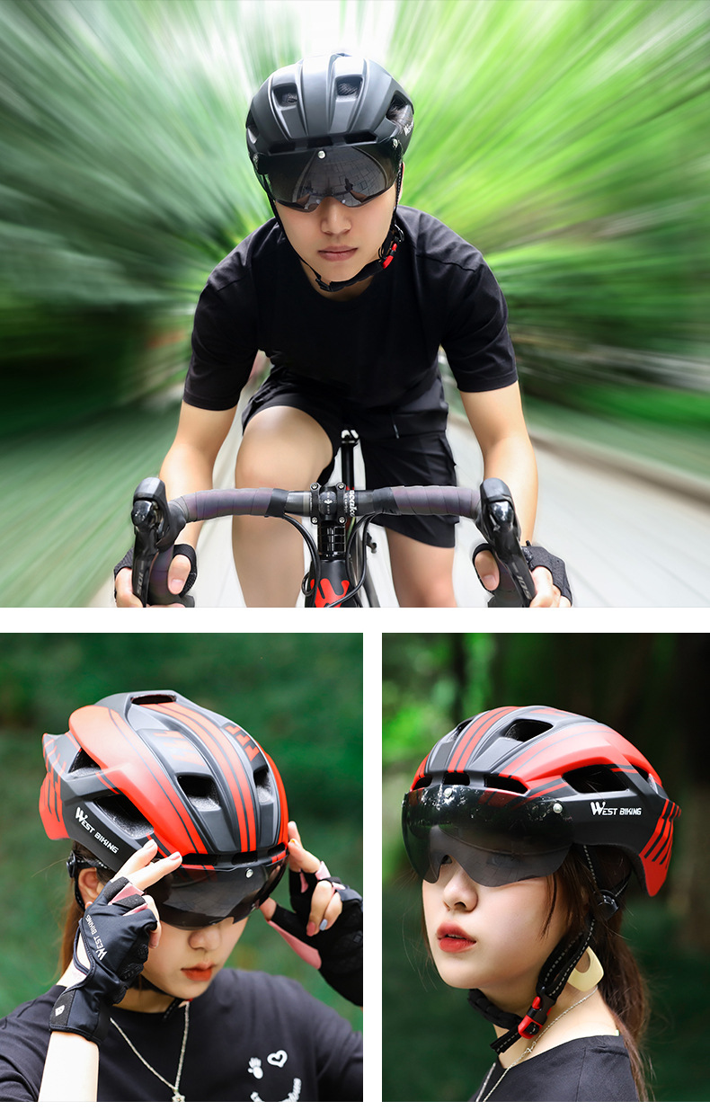 WEST BIKING jāšanas ķivere integrēta molding ķivere ar aizsargbrilles kalnu ceļu velosipēda ķiveres aprīkojumu_voghion.com
