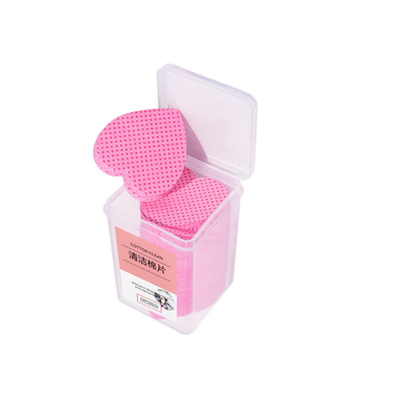 Factory wholesale heart-shaped grafting eyelash glue cleaning cloth magic wipe nail removal cotton piece glue bottle mouth cleaning cotton piece