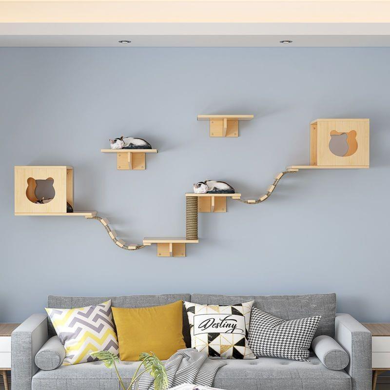 Factory spot wall-mounted cat climbing frame all solid wood wall-mounted cat jumping table cat scratching board wall jumping table cat Wall nest