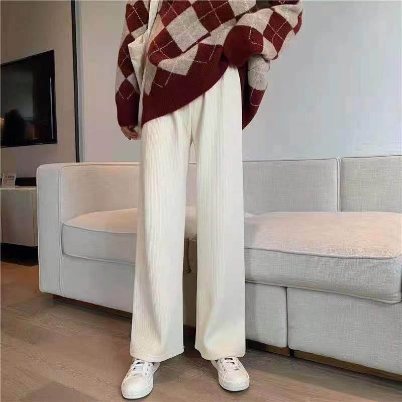 2022 new chenille casual pants high waist autumn and winter New draping loose straight velvet corduroy wide-leg pants for women