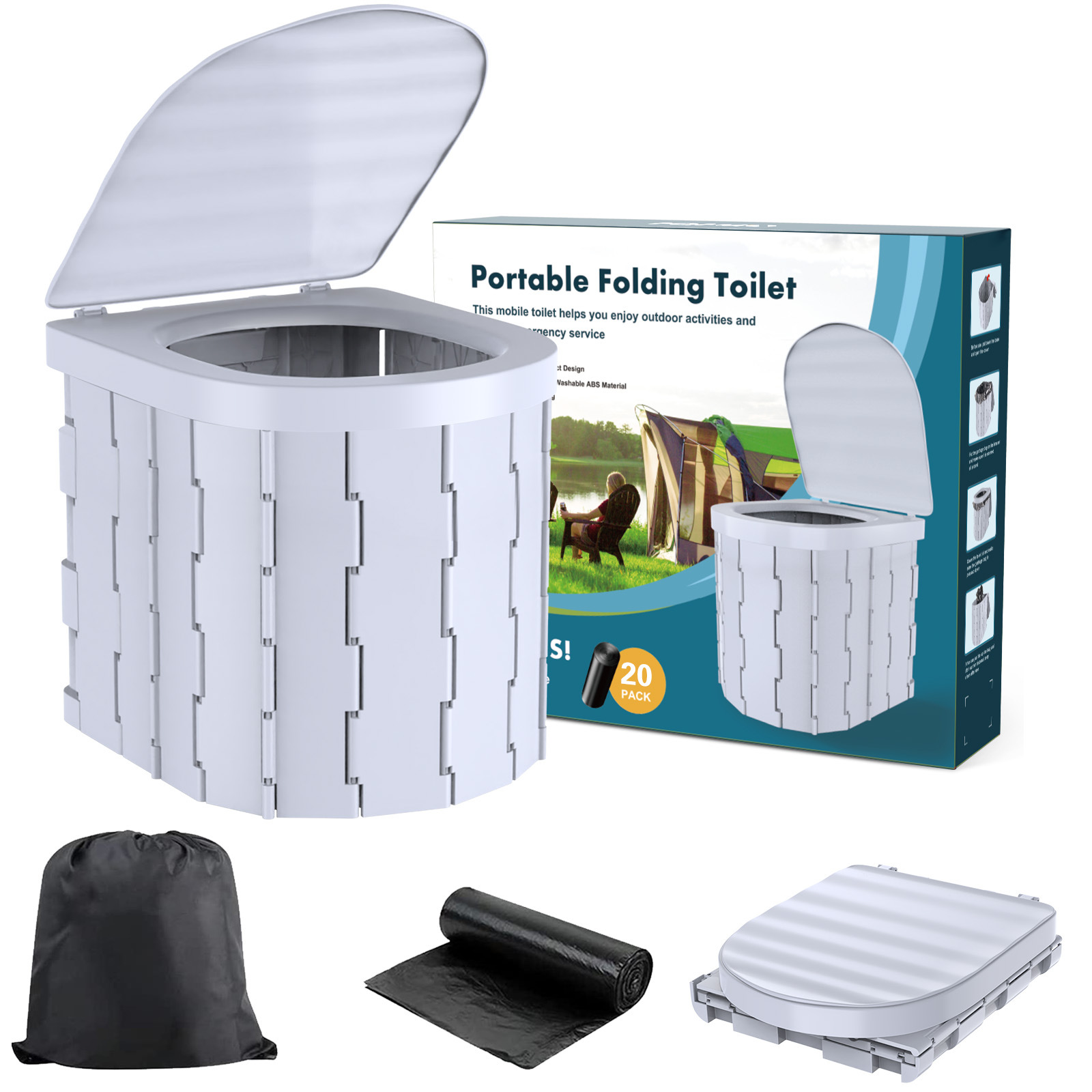 Cross-border Amazon New Folding Integrated Portable Toilet Car-mounted Self-driving Outdoor Toilet