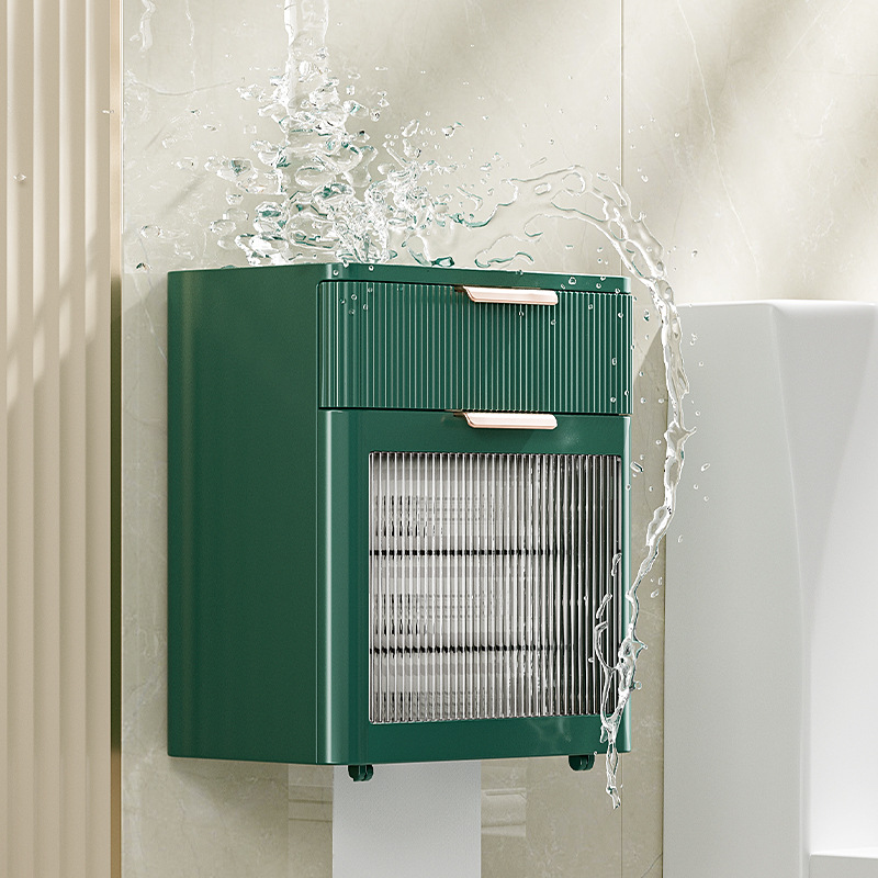 Toilet Tissue Box Face Towel Storage Box Punch-Free Waterproof Toilet Roll Paper Box Wall-Mounted Toilet Paper Rack
