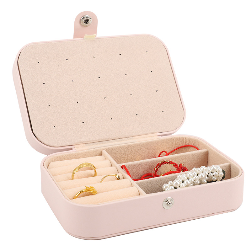 Black Travel Jewelry Storage Box Double-layer Household Jewelry Box Solid Color Simple Earrings Ring Necklace Jewelry Box