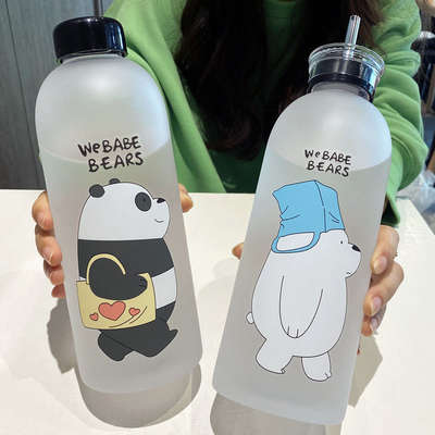 Large Capacity Plastic Straw Big Cup Plastic Wholesale Water Bottle High Color Value Big Fat Cup Water Bottle Cute Summer