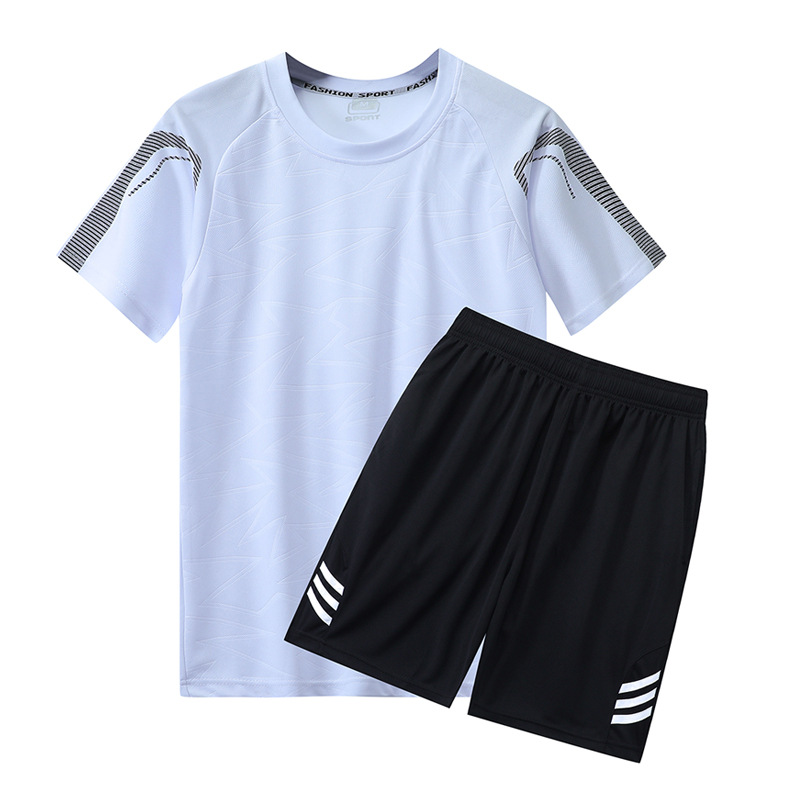 2206 Short-sleeved Sports Suit Men's Quick-drying Clothes Casual Football Running Training Clothing Short-sleeved Shorts Spring and Summer Explosion
