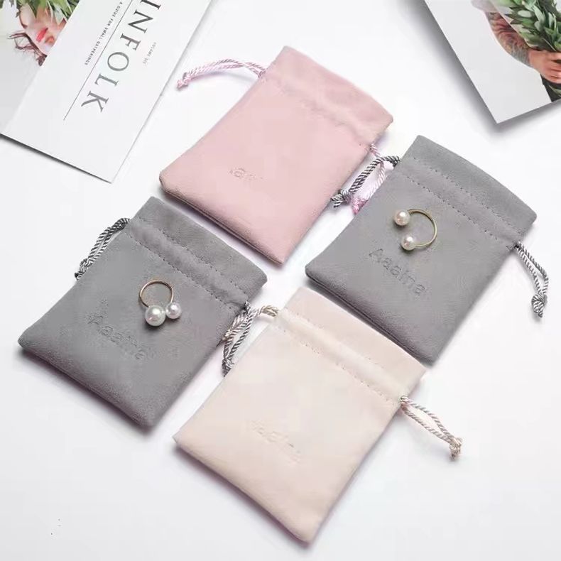 Factory wholesale jewelry bag necklace ring storage bag microfiber snap bag printable logo suede microfiber jewelry bag