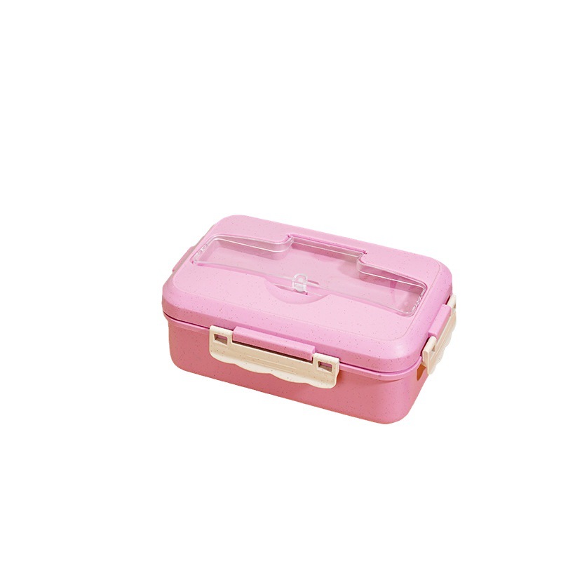 Japanese style Nordic style lunch box stainless steel tableware student office worker outdoor portable wheat straw sealed compartment
