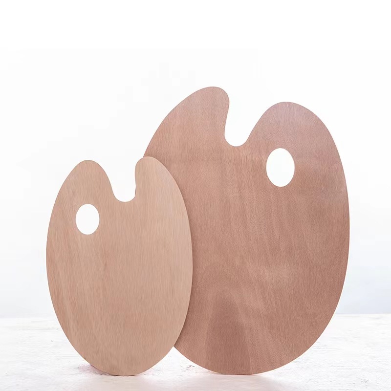 Wooden Palette Oval Palette Special Gouache Color Seal Oil Color Palette for Fine Arts Students