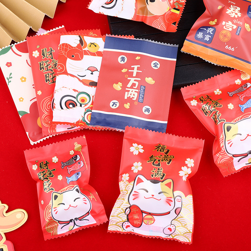 New Snowflake Crisp Packaging Bag Transparent Baking Cartoon Small Cookie Bag Cranberry Cow Crack Bag Wholesale