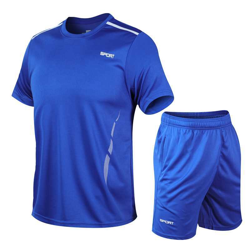 Sports suit Men's 2023 Summer New Men's Loose Fitness Running Quick-drying Breathable Short-sleeved Two-piece Loose