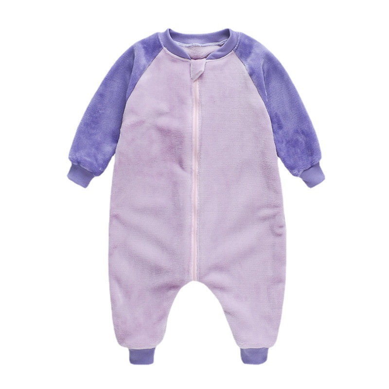 Baby Velvet Jumpsuit Spring Autumn Winter 2 Baby Boys and Girls Flannel Pajamas Thickened 3 Children's Coral Velvet Sleeping Bag