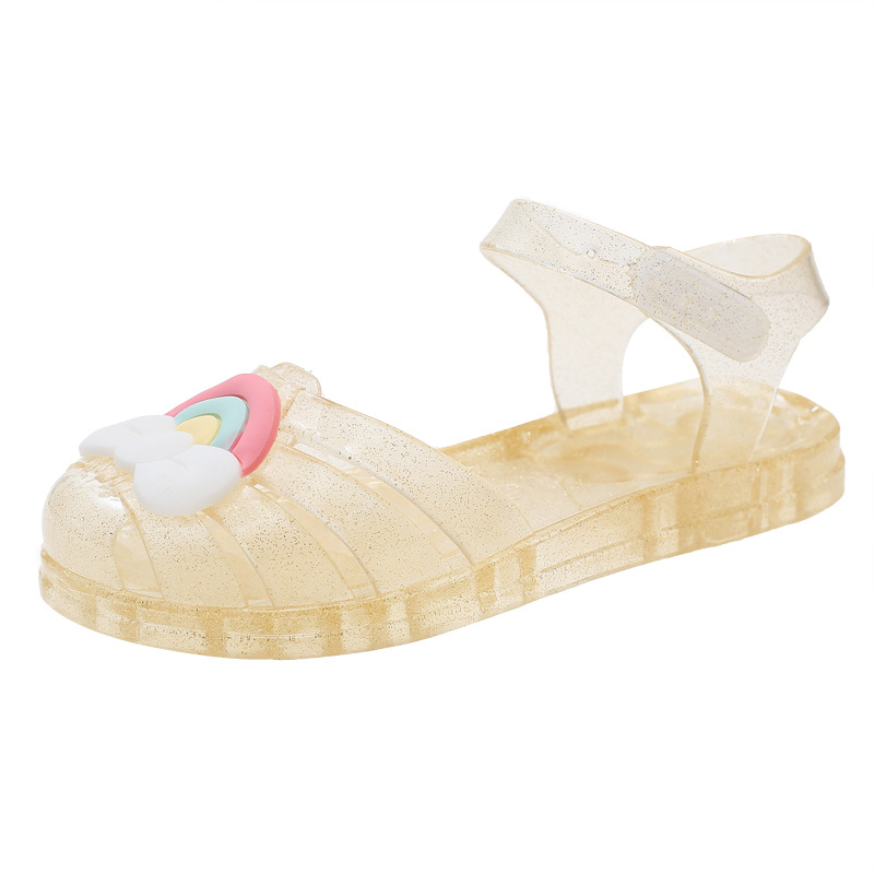 Summer New Children's Sandals and Slippers Women's Children's Rainbow Bow Jelly Shoes Princess Baby Shoes Beach Shoes