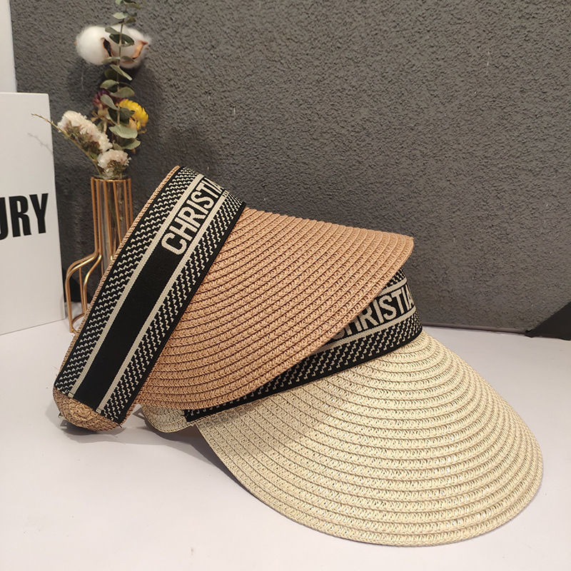 Internet Celebrant Travel Hat Children's Summer Korean Style Empty Top Hat Internet Celebrant Fashion Sunshade Straw Hat Beach Cap Sun Hat