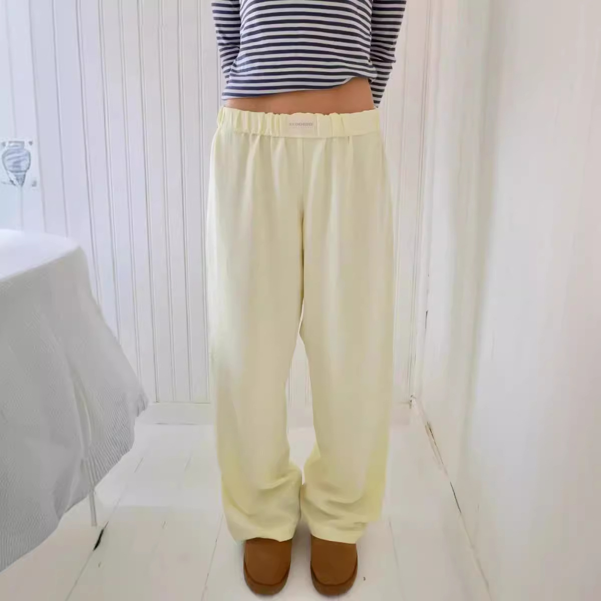 2024 new Amazon women's striped wide-leg pants casual street INS fashionable loose high-waist pants